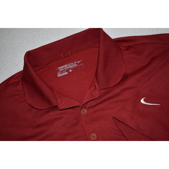 Nike Golf Polo Shirt Mens Size Large Tour Performance Dri-Fit Polyester Red - Picture 4 of 6